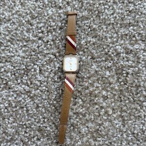 Gucci Tan and Red Striped Leather Watch